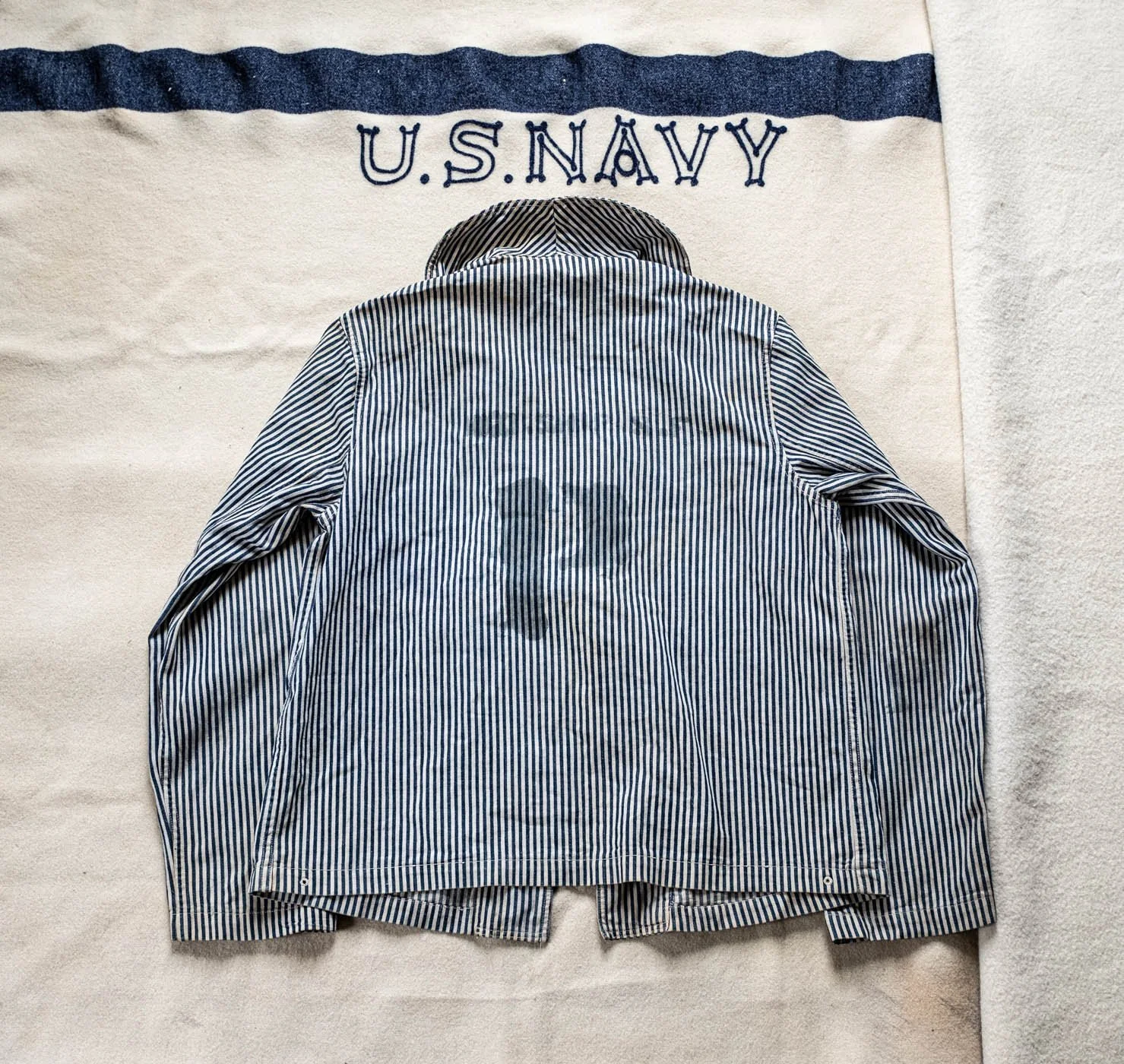 WW2 US Navy Hickory Stripe Prisoner POW Chore Coat Jacket. USN